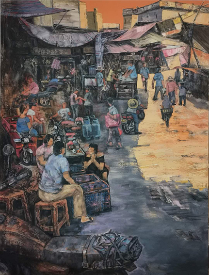 智超作品4《圩日流流》120X160cm  油画 2020年创作